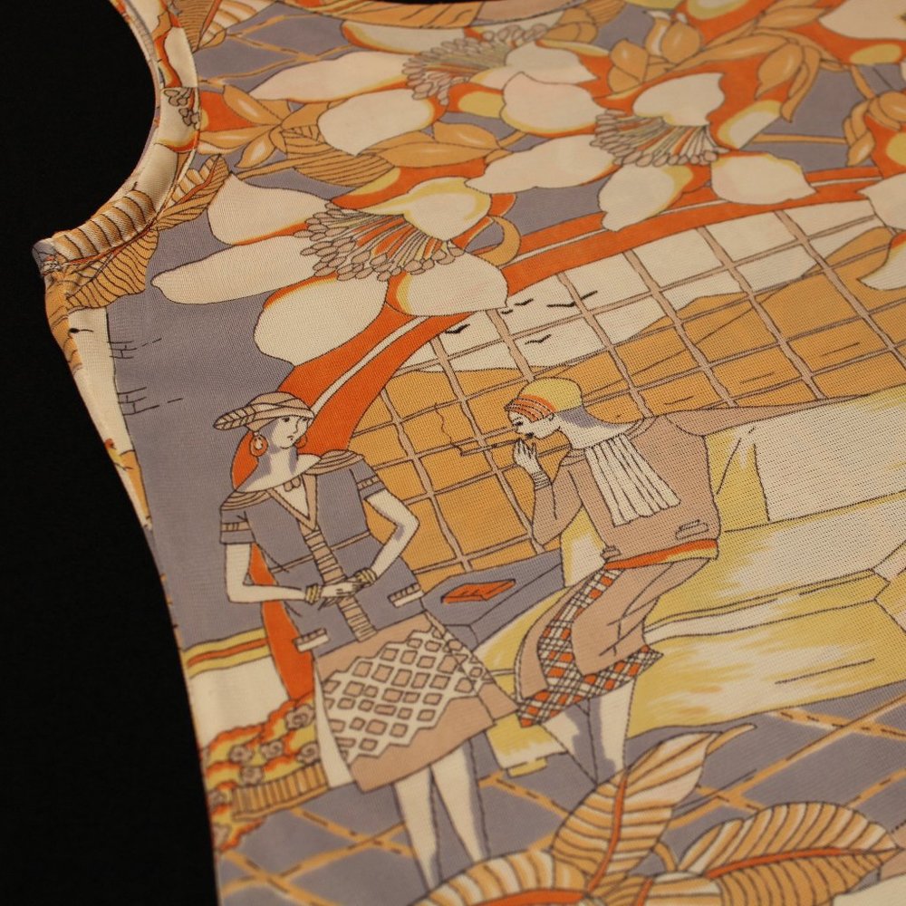 80's Vintage Pastel Art Deco Flappers Crop-Top - Picture 11 of 11